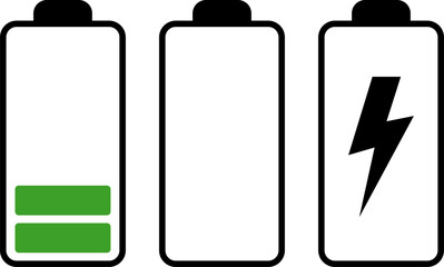 Battery charge level indicator. Charge battery level icon