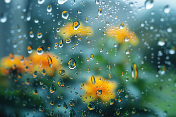 Fototapeta na wymiar A creative and artistic photo of raindrops on a window pane