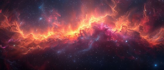 Scientific background, nebulae and stars in space, glowing mysterious universe. - obrazy, fototapety, plakaty