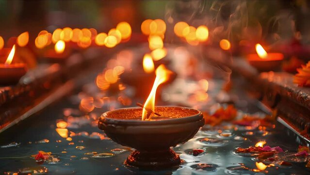 Candles burning in the Indian temple