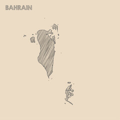 Bahrain map hand drawn Sketch background vector, Bahrain freehand Sketch map, vintage hand drawn map.