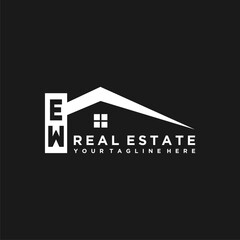 EW Initials Vektor Stok Real Estate Logo Design - obrazy, fototapety, plakaty
