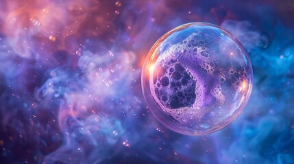 Naklejka premium Delicate sphere no more as the soap bubble bursts lifes fragile nature illustrated