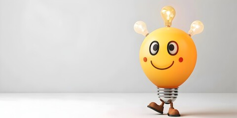 A cheerful lamp character shedding light on ideas serving as a beacon of brightness against a clean white background