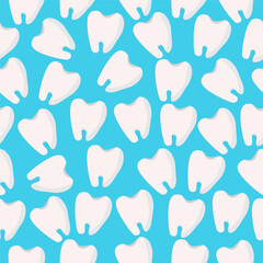 Flat vector illustration seamless pattern with teeth. Dental pattern.