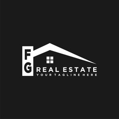 FG Initials Vektor Stok Real Estate Logo Design - obrazy, fototapety, plakaty