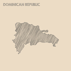 Dominican Republic map hand drawn Sketch background vector, Dominican Republic freehand Sketch map, vintage hand drawn map.