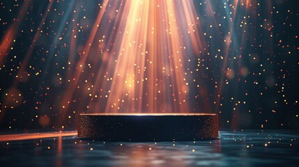 Elegant podium against a backdrop of glittering lights primed to showcase a luxury item