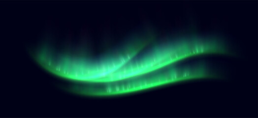Northern lights, aurora borealis effect, realistic glowing lights overlay. Vector decoration.
