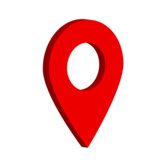 3d Red location icon Pin point location pointer, direction symbol isolated on white and transparent background. Vector Illustration.