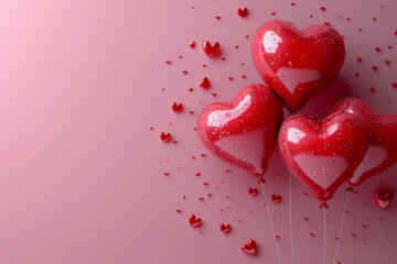Valentine's day sale background with heart shaped balloons. Generative AI