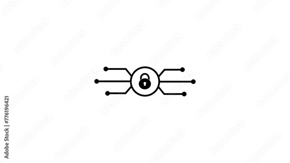 Aufkleber lock icon. lock icon with digital line animation on black background. cyber security line animation.