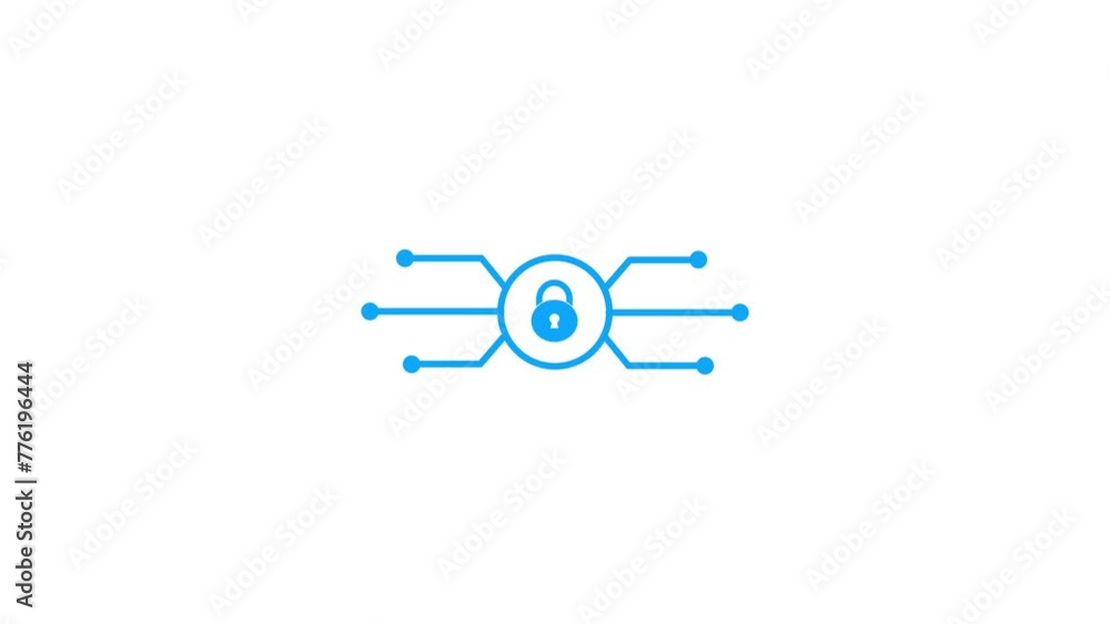 Aufkleber lock icon. lock icon with digital line animation on black background. cyber security line animation.