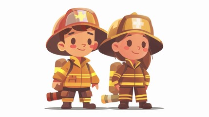 Vector illustration cute cartoon character of firefighter