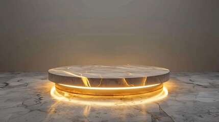 Illuminated podium against pure white the epitome of sophistication for a premium product showcase