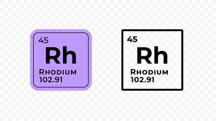 Rhodium, chemical element of the periodic table vector design