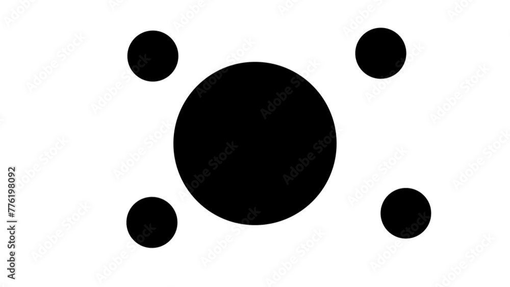 Poster zoom in and out animation the circle symbol. large black symbol in the center and four small symbols