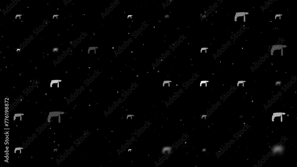 Poster template animation of evenly spaced drill symbols of different sizes and opacity. animation of trans
