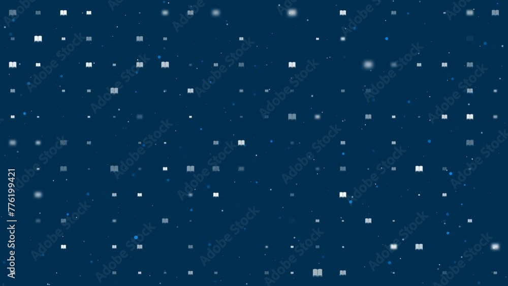Poster template animation of evenly spaced book symbols of different sizes and opacity. animation of transp