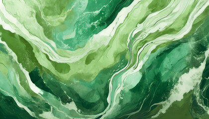 Obraz premium Beautiful pastel green splashes of paint. Marble effect texture. Acrylic paining. Abstract waves.