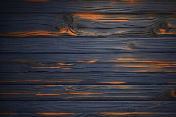 Blue and orange and black old dirty wood wall wooden plank board texture background with grains and...