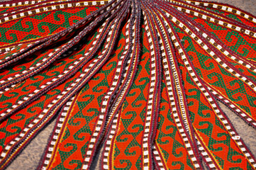 Yurts. Ribbons with ornaments for yurts.