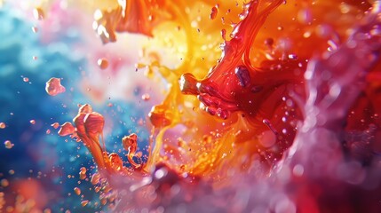 A dynamic digital animation bursting with energy and movement, expressing the artist's vision through fluid shapes and vibrant colors. - obrazy, fototapety, plakaty