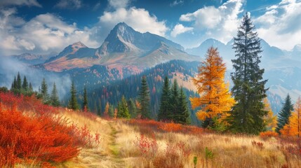 Autumn landscape in the Tatra Mountains. Poland generative ai - obrazy, fototapety, plakaty