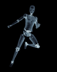 female cyborg in action pose