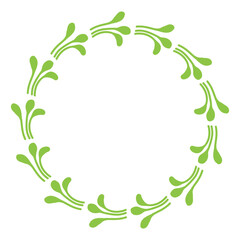 Green Wreath Leaves drawn by hand with empty place for text. Leafy Spring Frame for congratulations quotes with copy space. Minimalist vector illustration