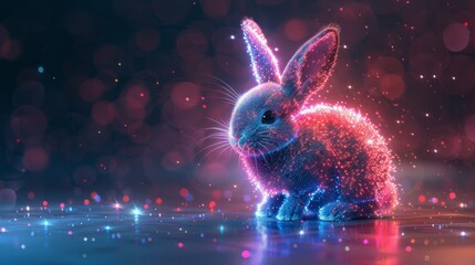 Fototapeta na wymiar Rabbit Sitting in Dark Background
