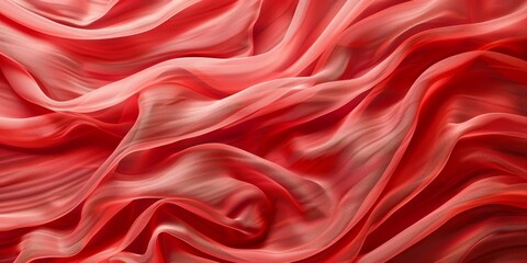 Obraz premium A close up of a red fabric material, cloth and silk textile texture wavy and rippled, AI Generated.