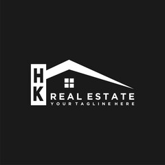 HK Initials Vektor Stok Real Estate Logo Design