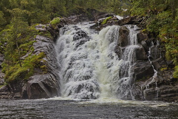 Waterfall Morkholsfossen at Bordal in Norway, Europe
