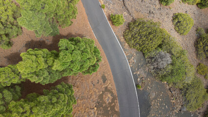road from drone in mountain of el Hierro island, canary islands - obrazy, fototapety, plakaty