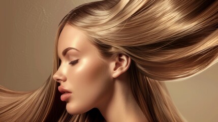 Naklejka premium Beauty woman with luxurious long hair as background, hair care concept generative ai