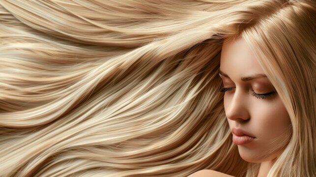 Beauty woman with luxurious long hair as background, hair care concept generative ai