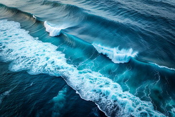 Aerial top view background photo of ocean sea water.