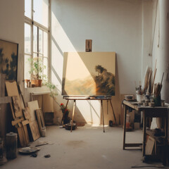 a studio of a painter artist
