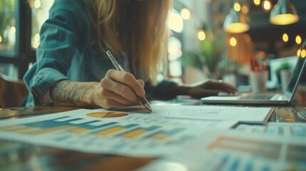 Fototapeta premium Business team analyzing financial documents. Charts on table