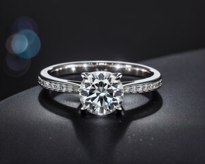Silver luxury engagement wedding ring with diamonds