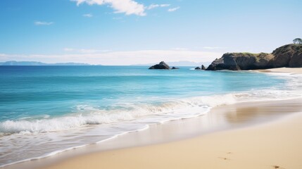 Nature scene of a clear blue sky and tranquil beach