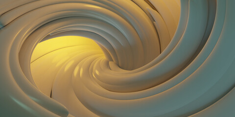 Spiral design of soft curves evoking movement and flow 3d render illustration