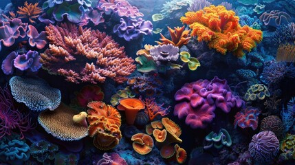 Fototapeta na wymiar Vibrant Hues of Life A Glimpse into the Biodiverse Coral Reef Ecosystem