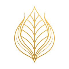 Golden leaves line art background vector. luxury gold