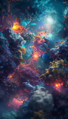 Vibrant Abstract Microorganisms in a Colorful Micro-world