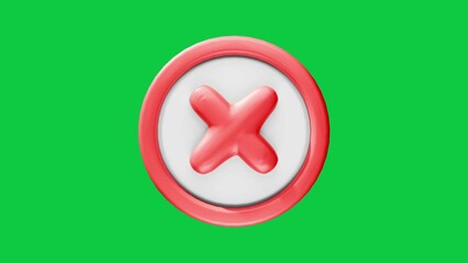 Red x cross mark canceled decline symbol greenscreen 4K