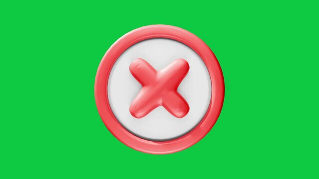 Red x cross mark canceled decline symbol greenscreen 4K