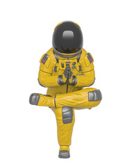master astronaut is doing a namaste yoga pose