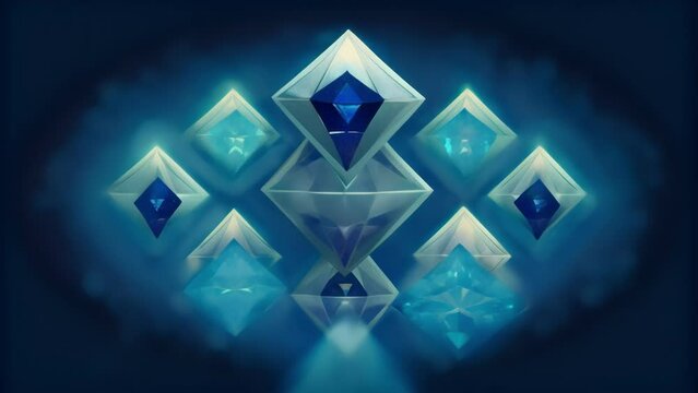 A collection of glowing diamonds arranged in a precise lattice pattern evoking a sense of order and enchantment.